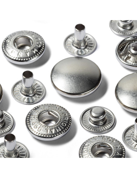 Multipack mit 100 Anorak-Druckknöpfen - Silber 15 mm