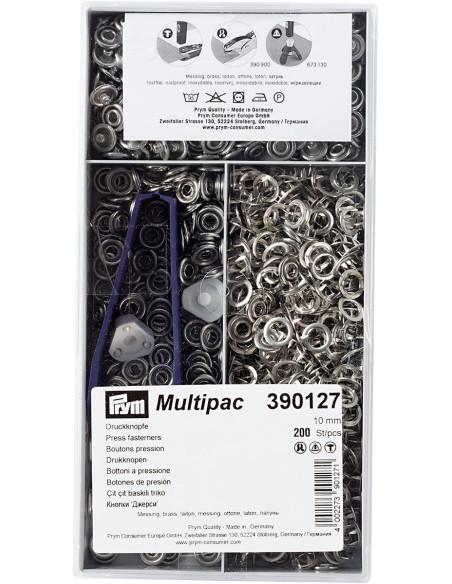 Multipack mit 200 Jersey-Druckknöpfen - Silber 10mm