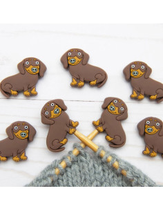 Maschenstopper für Stricknadeln - Brauner Dackel 2