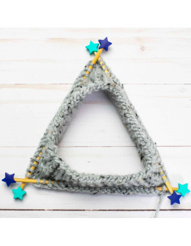 Maschenstopper für Stricknadeln - Blaue und grüne Sterne