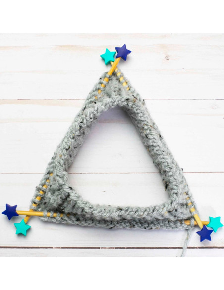 Maschenstopper für Stricknadeln - Blaue und grüne Sterne