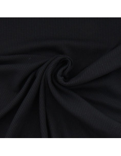 Gerippter Baumwoll-Jersey-Stoff - Schwarz