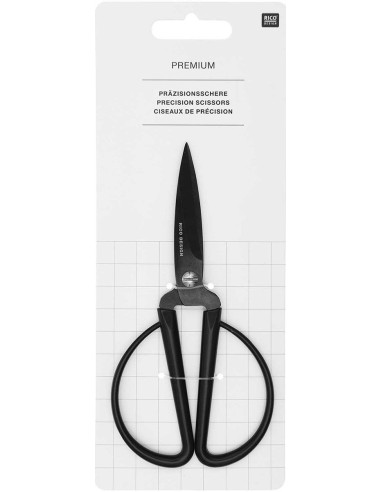 Präzisionsschere mit großen schwarzen Ringen Rico Design 14 cm