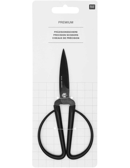 Präzisionsschere mit großen schwarzen Ringen Rico Design 14 cm