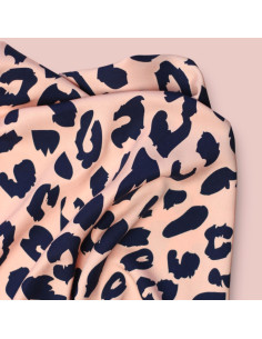 Twill-Viskose-Stoff - Urban Leo Pfirsich und Indigo