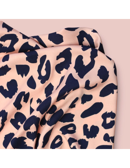 Twill-Viskose-Stoff - Urban Leo Pfirsich und Indigo
