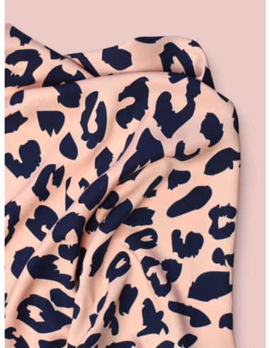 Twill-Viskose-Stoff - Urban Leo Pfirsich und Indigo