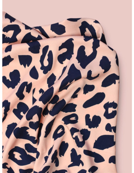 Twill-Viskose-Stoff - Urban Leo Pfirsich und Indigo