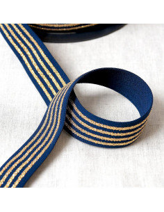 Elastisch 4 Metallbänder - Marineblau und Gold