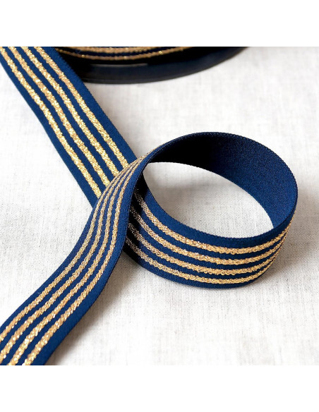 Elastisch 4 Metallbänder - Marineblau und Gold