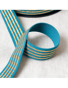 Elastisch mit 4 Metallbändern - Türkis und Gold