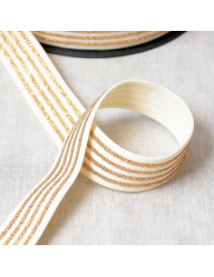 Elastisch mit 4 Metallbändern - Ecru und Gold