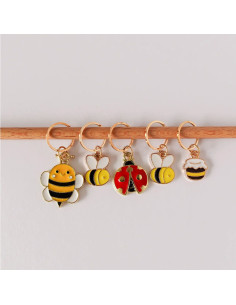 Satz von 5 Maschenmarkierern - Bee Happy
