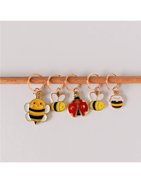 Satz von 5 Maschenmarkierern - Bee Happy