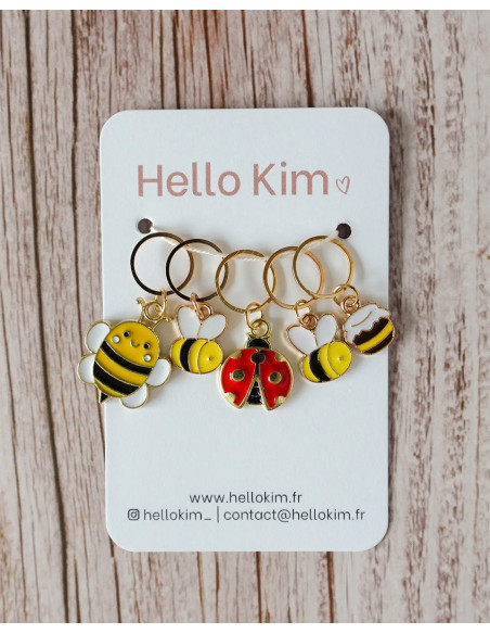 Satz von 5 Maschenmarkierern - Bee Happy