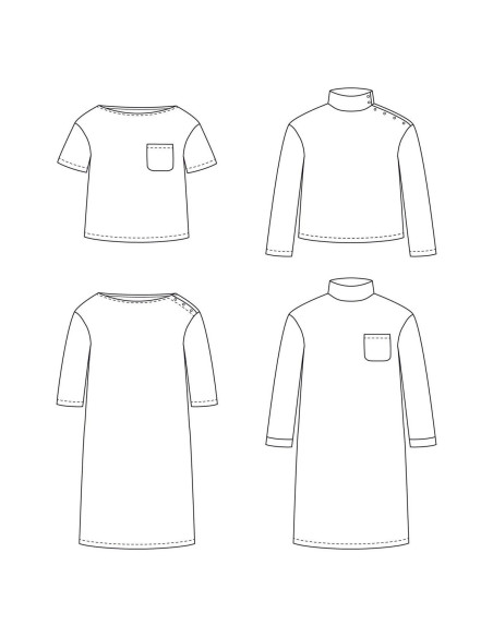 T-Shirt- oder Kleid-Schnittmuster Marinière Quiberon - Ikatee