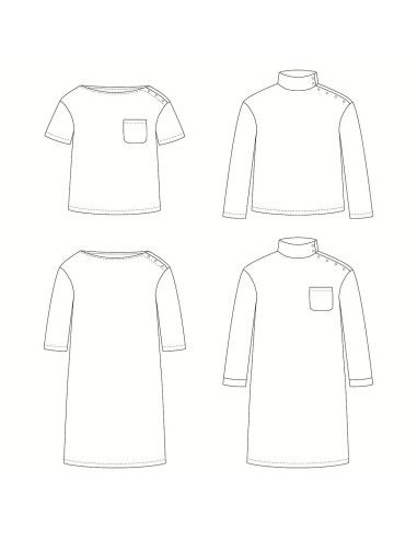 T-Shirt- oder Matrosenkleid-Schnittmuster Quiberon Kids - Ikatee