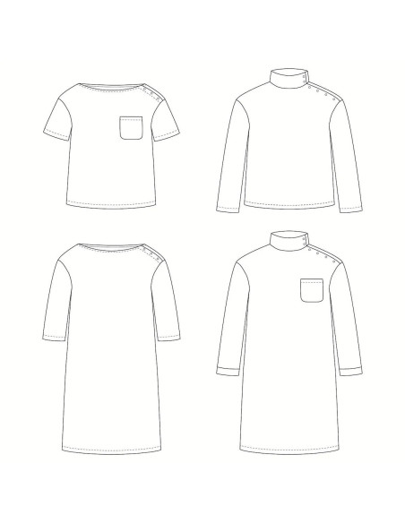 T-Shirt- oder Matrosenkleid-Schnittmuster Quiberon Kids - Ikatee