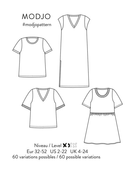 T-Shirt- und Kleid-Schnittmuster Modjo - Atelier Scämmit