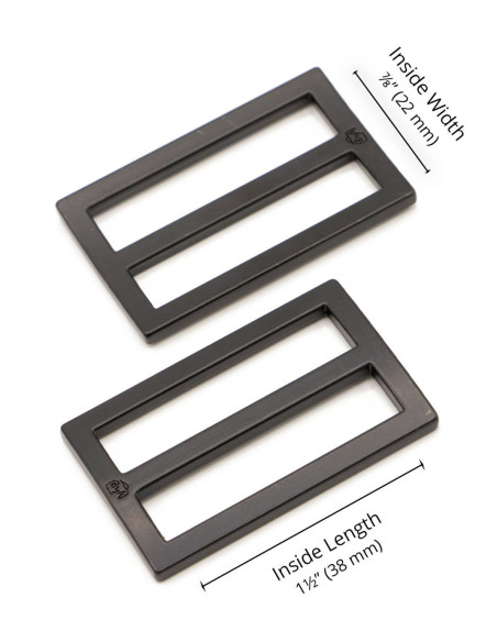 Set aus 2 verstellbaren Schnallen 22 x 38 mm schwarz