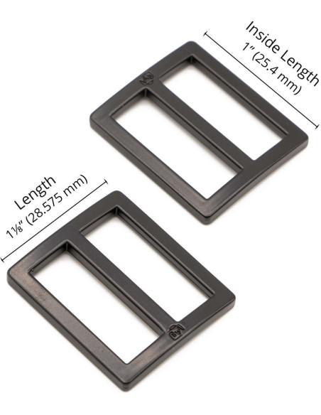 Set aus 2 verstellbaren Schnallen 28 x 25 mm schwarz