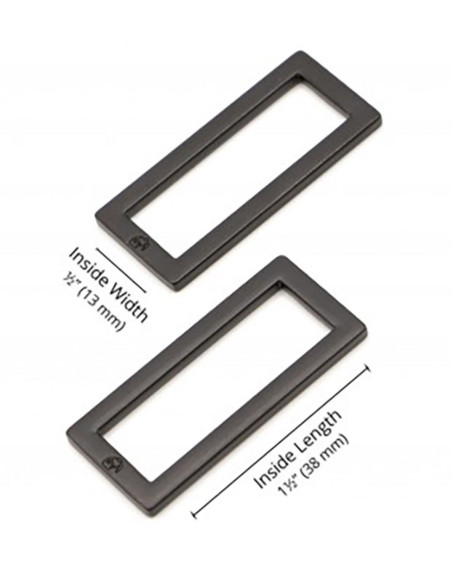 Set aus 2 rechteckigen Schlaufen 13 x 38 mm schwarz