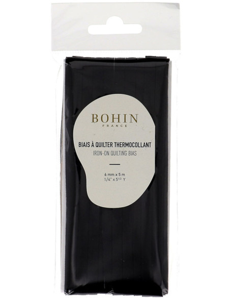 Bügeleinlage Schrägband 6 mm x 5 m - Schwarz
