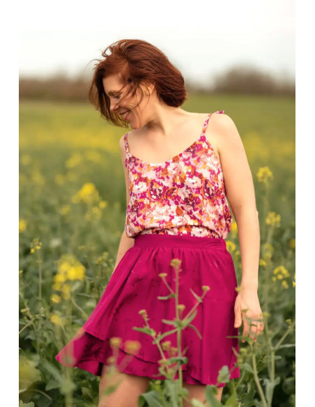 Jacquardstoff aus Viskose Streli Magenta-Rosa - Églantine & Zoé