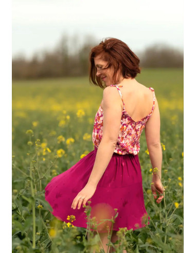 Jacquardstoff aus Viskose Streli Magenta-Rosa - Églantine & Zoé