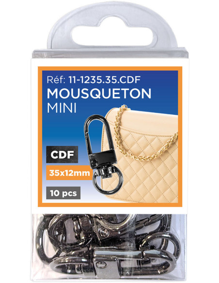Set mit 10 Mini-Drehkarabinern - Gewehrlauf 35 x 12 mm