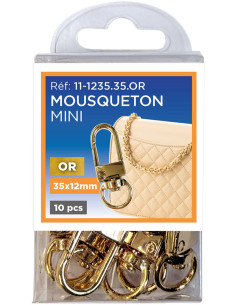 Set mit 10 Mini-Drehkarabinern - Gold 35 x 12 mm