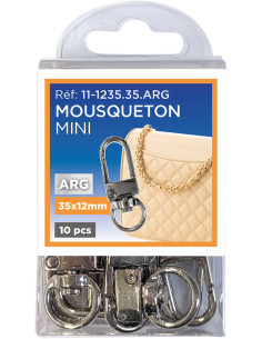 Set mit 10 Mini-Drehkarabinern - Silber 35 x 12 mm