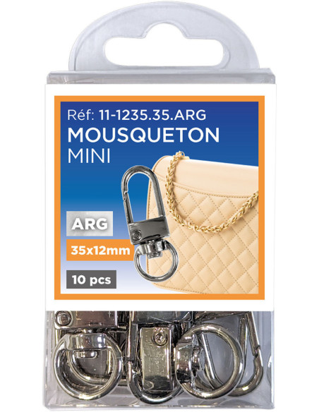 Set mit 10 Mini-Drehkarabinern - Silber 35 x 12 mm