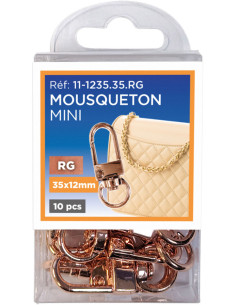 Set mit 10 Mini-Karabinerhaken drehbar - Roségold 35 x 12 mm