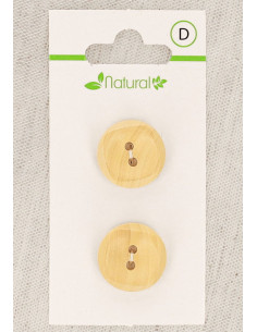 Karte mit 2 Knöpfen aus natürlichem Holz 18 mm 2 Löcher - Quadrate