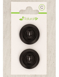 Karte mit 2 Knöpfen aus dunklem Holz 23 mm 4 Löcher - Rund