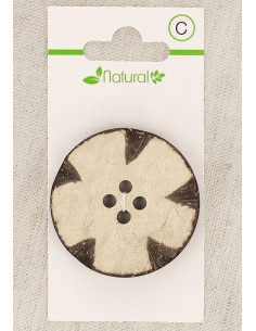 Karte mit 1 Knopf aus natürlichem Holz 38 mm 4 Löcher - Runde Fantasie