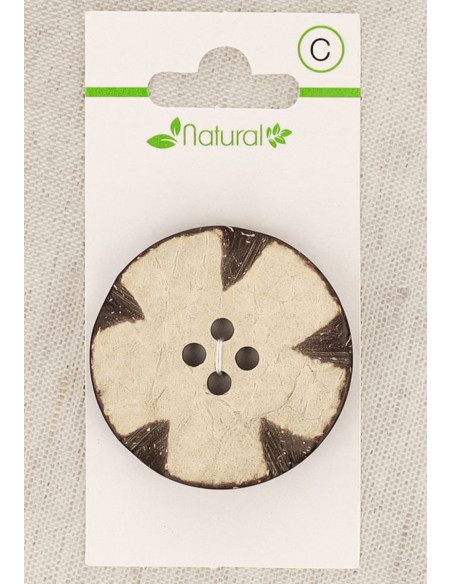 Karte mit 1 Knopf aus natürlichem Holz 38 mm 4 Löcher - Runde Fantasie