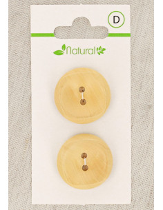 Karte mit 2 Knöpfen aus natürlichem Holz 23 mm 2 Löcher - Quadrate