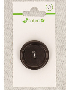 Karte mit 1 Knopf aus dunklem Holz 28 mm 2 Löcher - Rund