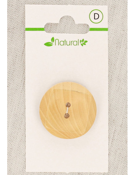 Karte mit 1 Knopf aus natürlichem Holz 28 mm 2 Löcher - Quadrate