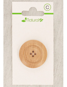 Karte mit 1 Knopf aus natürlichem Holz 28 mm 4 Löcher - Leisten