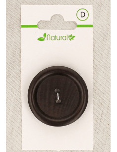 Karte mit 1 Knopf aus dunklem Holz 34 mm 2 Löcher - Rund