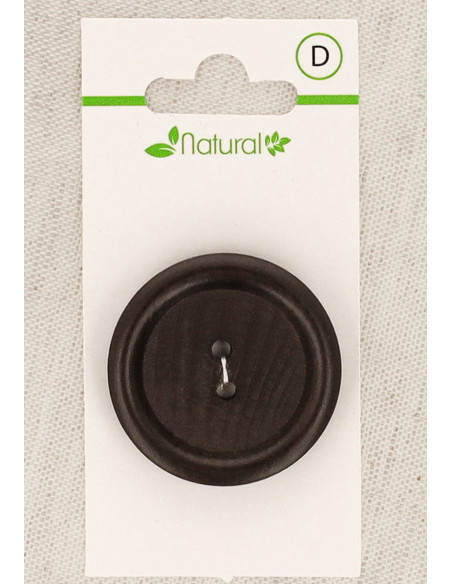 Karte mit 1 Knopf aus dunklem Holz 34 mm 2 Löcher - Rund