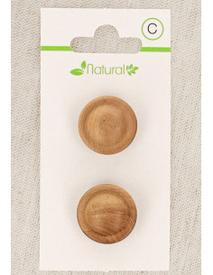 Karte mit 2 Knöpfen aus natürlichem Holz 18 mm mit Öse - Runde Reliefs