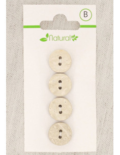 Karte mit 4 Knöpfen aus natürlichem Holz 13 mm 2 Löcher - Rund
