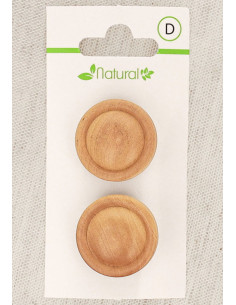 Karte mit 2 Knöpfen aus natürlichem Holz 23 mm mit Öse - Runde Reliefs