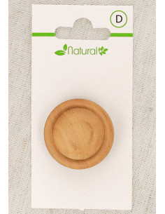 Karte mit 1 Knopf aus natürlichem Holz 28 mm mit Öse - Rund mit Relief