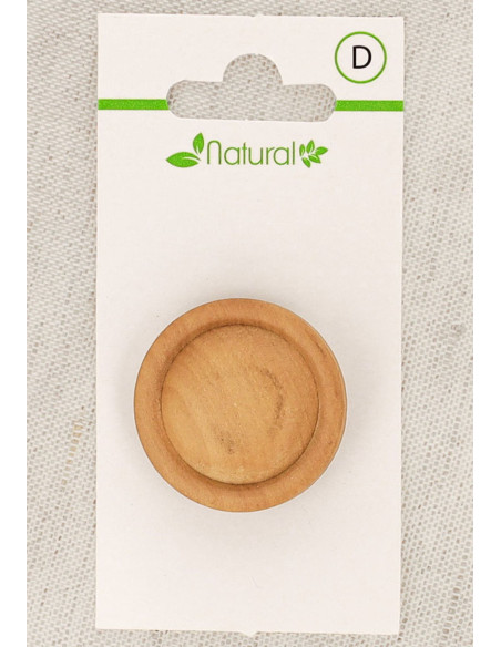 Karte mit 1 Knopf aus natürlichem Holz 28 mm mit Öse - Rund mit Relief