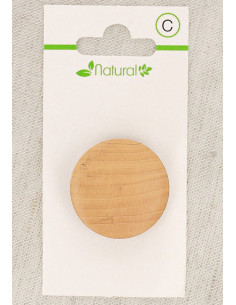 Karte mit 1 Knopf aus natürlichem Holz 28 mm mit Öse - Rund